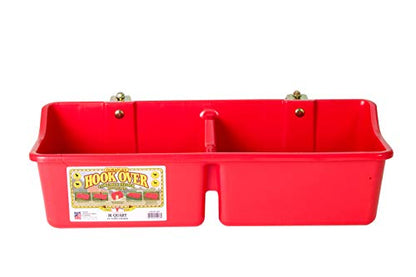 Little Giant® Portable Feeder with Divider | Livestock Feeder | Heavy Duty Mountable Feeding Trough for Livestock & Pets | Made in USA | 16 Quarts | Red - color: Red