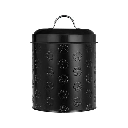 Amici Home Pet Puppy Paws Black Metal Canister - Large, 140 Oz - color: Black, size: 140 fl oz