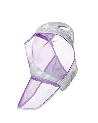 Harrison Howard CareMaster Thick Fleece Padding Translucent Fine Mesh Horse Fly Mask Full Face No Ears Silver/Purple Retro Medium Cob - color: Silver/Purple, size: Cob (Medium)