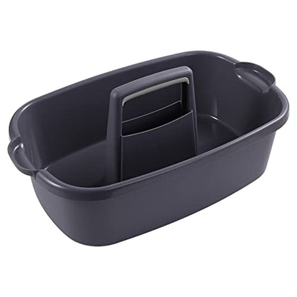 2-Pack Large Gray Cleaning Caddy for Cleaning Supplies with Handle - Portable Plastic Tote Organizer for Shower, Bathroom, Kitchen, Under Sink Storage