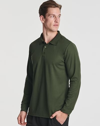 3 Pack Mens Long Sleeve Polo Shirts Dry Fit Golf Work Casual Collared Tops - color: Set 7, size: XX-Large