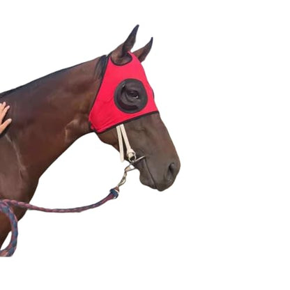 Adjustable Horse Fly Masks - Focus Aid for Racing & Training,Super Comfort Stretchy Equestrian Eye mask Large Eye Space with UV Protection Soft on Skin with Breathability (RED) - color: RED