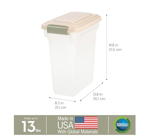IRIS USA Dog Food Storage Container, Up to 13 lbs, Almond, Made in USA - color: Almond, size: 13 lbs