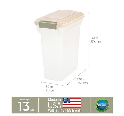 IRIS USA Dog Food Storage Container, Up to 13 lbs, Almond, Made in USA - color: Almond, size: 13 lbs