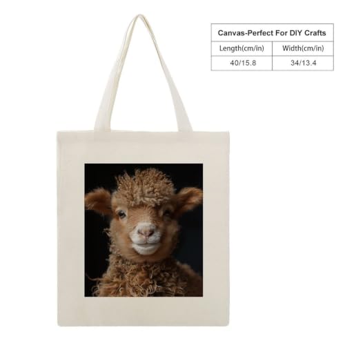 Canvas Tote Bag for Women Men Gift Reusable Aesthetic Shopping Bag | Sheep Brown Wool Tote Bags Sturdy Durable Shoulder Bags Grocery Bags for Christmas Library Birthday gifts