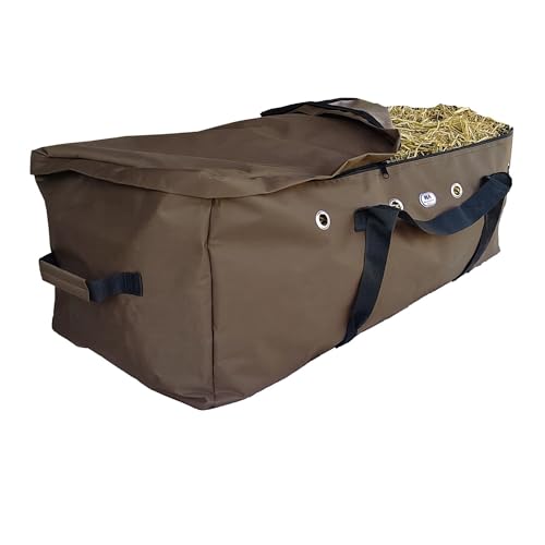Majestic Ally 1200 D Nylon Fabric Large 44” x 20” x 16” and Extra Large 52" x 27" x21" Heavy-Duty Hay Bale Storage Bag (Brown, X-Large)