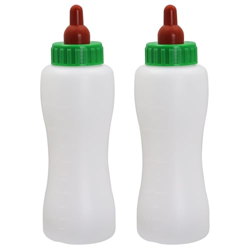 Lamb & Goat Feeding Bottle, 500ml, 2 Pack,Reusable | BPA Free |Soft Rubber Nipple | Clear Scale|Reusable Bottle & Nipple | For Goat Lamb Piglet,Puppy