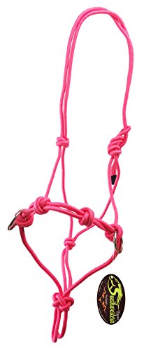 Southwestern Equine Side Pull Rope Halters with Nickle Plated Rings - color: Pink