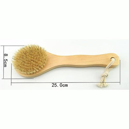 9.84 Inch Dry Body Brush Back Scrubber, Wooden Short Handle Natural Bristles Bath & Shower Brush. - size: 9.84 Inch Short Handle Wooden Natural Bristles