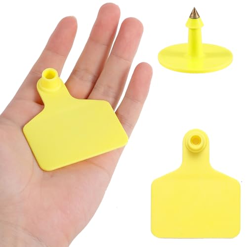100PCS Blank Large Size Plastic Livestock Ear Tags for Cattle, Sheep, Goats, Pigs - Yellow - color: Yellow
