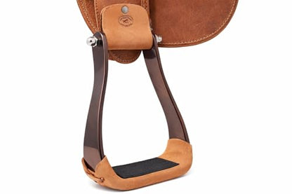 CHALLENGER Horse 4-3/4" Western Saddle Barrel Racing Lightweight Aluminium Stirrups 5181 - color: Bronze