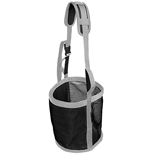 Majestic Ally Horse Feed Bag, Heavy Duty Nylon Mesh Grain Feed Bag, Adjustable Strap with Durable Snap and Elastic Straps, Comfort Neck Pad and Nose Pad- Large (Full, Black) - color: Black, size: Full