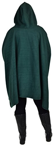 Dare2BStylish Women Poncho Style Hoodie Sweater Fleece Cover Up for Cold Weather - color: Hunter Green