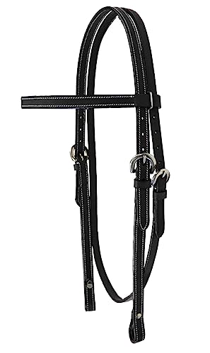 Tahoe TackKickin Country Square Browband Headstall USA Leather - color: Black, size: Mini