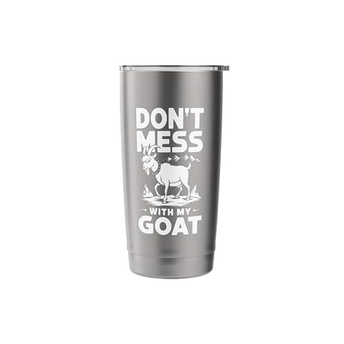 Don´t Mess With My Goat Cute Coat Pygmy Goat Farmer Stainless Steel Insulated Tumbler - color: Brushed Steel
