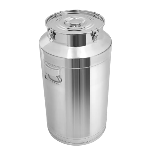 Stainless Steel Milk Can, 304 Stainless Steel Pail 23Gal Milk Can with Sealed Lid, 88L Hanging Lid Metal Milk Jug Bucket for Oil Tea Wine - size: 88L/23.25Gal