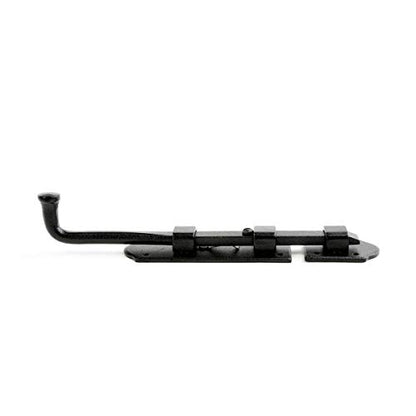 Renovators Supply Manufacturing Slide Bolt Latch 9 in. Black Iron Ball Tip Style Slide Bolt with Mounting Hardware - size: Pack of 1, style: 9 inch - Colonial Dead Bolt
