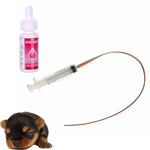 LBH MARKET Emergency Puppy Kitten Feeding Tube Kit – 5FR Kendall Tube, 12mL Syringe & Pet Nutri-Drops for Weak or Fading Puppies | Newborn Whelping Supplies for Breeders