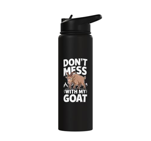Don´t Mess With My Goat Cute Coat Pygmy Goat Farmer Stainless Steel Insulated Water Bottle - color: Black