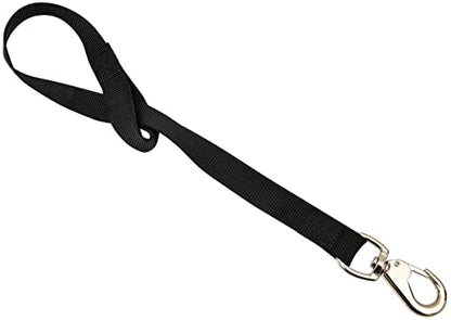 Jeffers Livestock Nylon Bucket Strap 24" – Heavy Duty Trigger Snap Hook for Hanging Water Buckets, Feeders, Hay Bags – Easy Use Fence Rail Loop for Barn, Horse, Goat, Dog, Stable, Tack - Black - color: Black