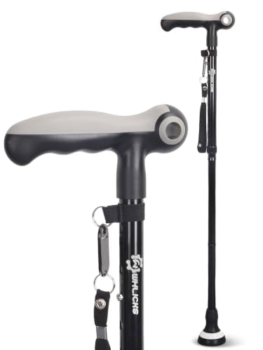 WHLICKS Walking Cane for Men & Woman,Foldable Heavy Duty Cane | 300-lb Capacity,Ergonomic Grip,All Terrain Tip, Adjustable ,Collapsible ,Lightweight, Walking Sticks for Seniors & Adults - color: Dark