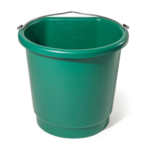 Farm Innovators 3 Gallon Flat Back Plastic Heated Bucket with Metal Handle, Built in Thermostat, and Hidden Cord Compartment, Green, 70 Watt (2 Pack) - size: 2 Pack