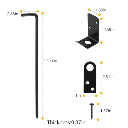 HOME MASTER HARDWARE 18" Cane Bolt, Heavy Duty Gate Drop Rod, Cane Bolts for Gates, Fence Gate Hardware, Metal Gates Doors Stopper for Gate Ground, Black