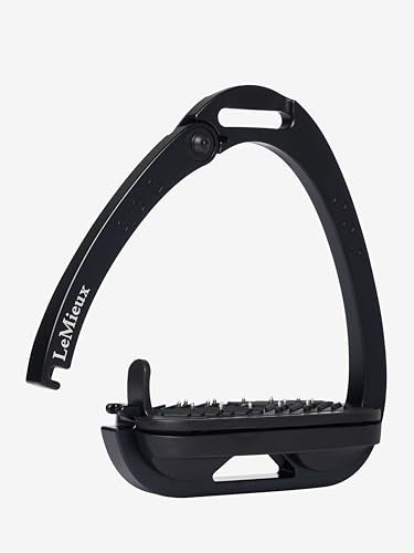 LeMieux Vector Control Stirrup - New Generation - Spring Loaded Hinged Arm - Cross Track Grip Surface - color: Black