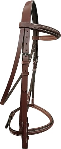 Majestic Ally Padded Raised English Bridle, Premium Leather, Matching Laced Reins - color: Brown, size: Cob