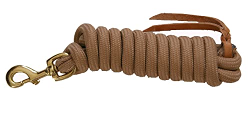 AJ Tack 9 Ft Nylon Lead Rope, 5/8 in, Leather Popper - color: Brown