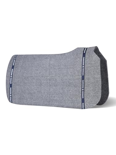 Harrison Howard Western Saddle Pad Liner, Thin Wool Felt Under Pad with Spine Cutout, Shock Absorbing Sweat Barrier - color: Gray, size: 32"Lx32"W-5mm Thick