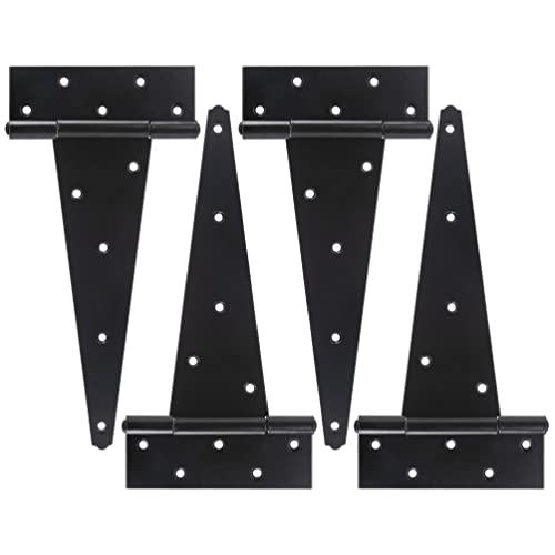 12 Inch T-Strap Shed Door Hinges Heavy Duty, Black Tee Hinge for Wooden Fences, Yard Door, Barn Door Gates, Wrought Hardware Rustproof, 4PCS - color: 4 pcs, size: 12 Inch