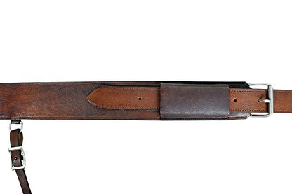 HILASON Horse Saddle Flank Cinch Girth Handtooled Leather W/Billets Antique Brown Comfytack