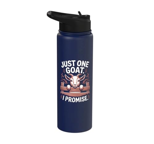 Just One Goat I Promise Cute Coat Pygmy Goat Farmer Stainless Steel Insulated Water Bottle - color: Navy Blue
