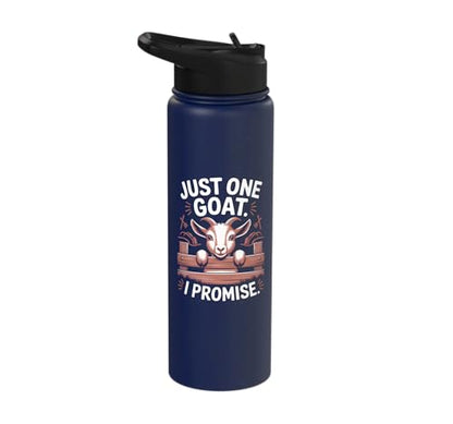 Just One Goat I Promise Cute Coat Pygmy Goat Farmer Stainless Steel Insulated Water Bottle - color: Navy Blue