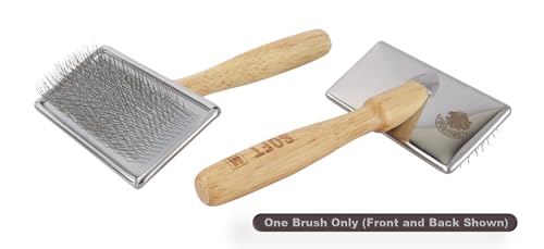 Furzone Wooden Slicker Brush - Stainless Steel Soft Pins for Pet Grooming (Size M) - size: Soft Pin / M