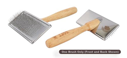 Furzone Wooden Slicker Brush - Stainless Steel Soft Pins for Pet Grooming (Size M) - size: Soft Pin / M