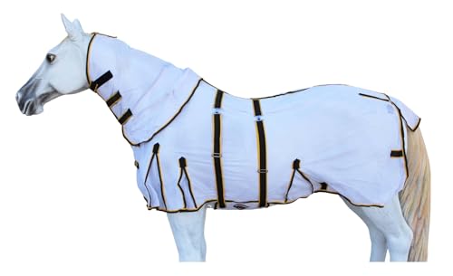 60" Horse Light Summer Spring Airflow Mesh Neck 73152 - color: Neck White Yellow Black, size: 60 inches