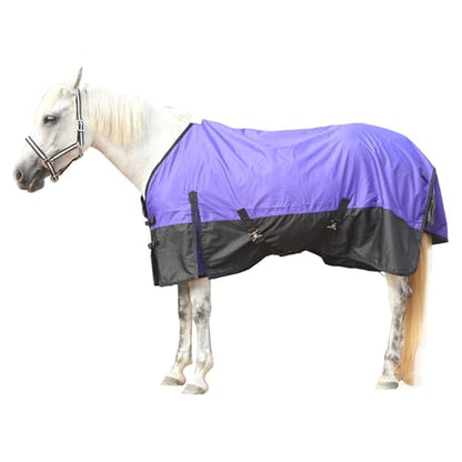 600D Horse Blanket, 0g No-Fill Waterproof Turnout Rain Sheet - color: Violet/Black, size: 78"