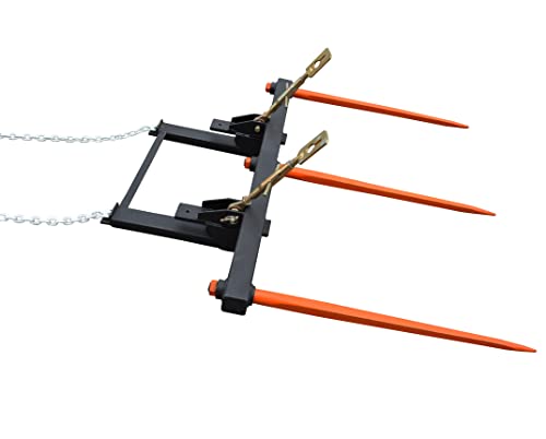 Bucket Hay Bale Spear Attachment w/ 3 x 43" Prongs. Rated 3000 Lb - Sr.2 - size: 3 x 43"
