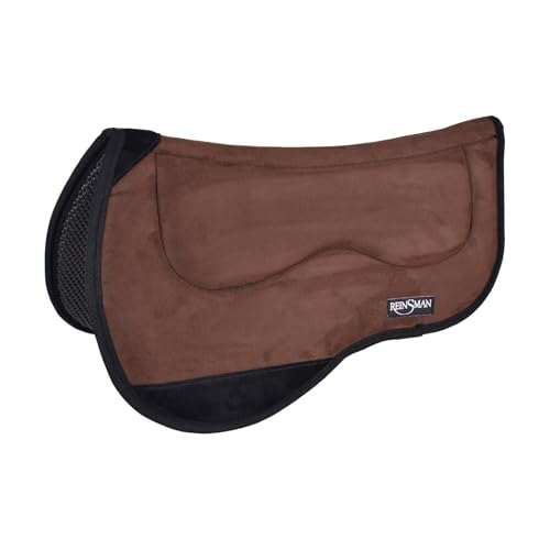 Reinsman M2 Lite Contour Trail Pad with Breathable Non-Slip Tacky Too Bottom - Shock-Absorbing Moisture-Wicking Quick-Dry Cushioned 30" L x 34" D Horse Saddle Pad - color: Java Microsuede