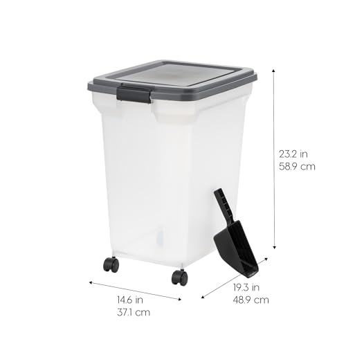 IRIS USA Dog Food Storage Container, Up to 58 lbs, Dark Gray, Made in USA - color: Dark Gray, size: 58 lbs