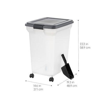 IRIS USA Dog Food Storage Container, Up to 58 lbs, Dark Gray, Made in USA - color: Dark Gray, size: 58 lbs