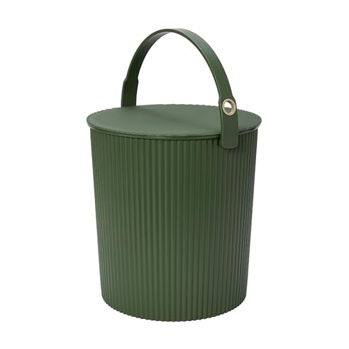 Hachiman Extra Large Bucket, 5.3 Gallon Heavy Duty Bucket with Lid & Handle | Hands-Free Filling, Easy to Stack and Store, Indoor Outdoor Use, Garden Green - color: Garden Green, size: Extra Large