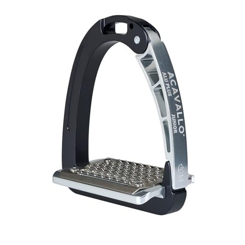 Acavallo Alupro Junior Stirrups, One Size, Black, Set of 2 - color: Black Grey
