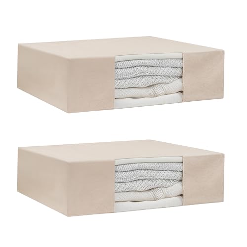 Clothes Storage Bags - 100% Cotton Canvas Sweater Storage Bags with Zipper - Reusable, Washable, Breathable, and Moth Proof Garment Bags - Convenient and Easy to Carry and Organize (2 Bags)