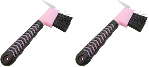 Hoof Pick Brush with Rubber Handle - 2 Pack
