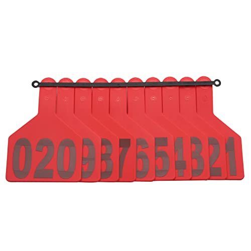 50 pcs Z Tags One Piece Cattle Ear Tags, Large TPU Livestock Ear Tags with Numbers 001-050,1-Piece Pre-Numbered Farm Animal Identification Ear Tags for Cattle, Cow, Goat Sheep,Calf(001-050) (RED)