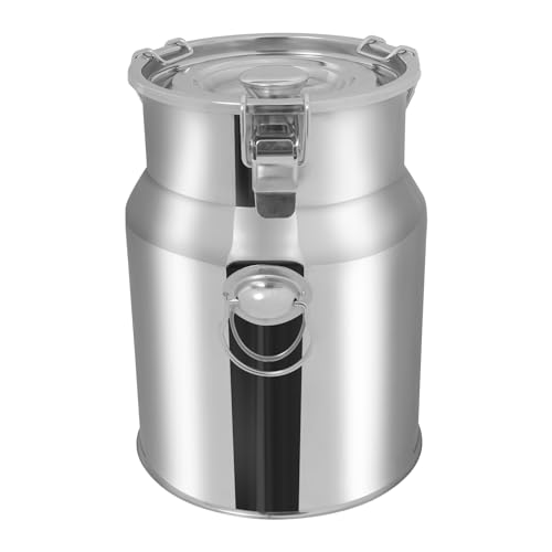 1.32Gal Stainless Steel Milk Can Milk Jug with Lid Sealed Wine Pail Bucket Heavy Duty Transport Barrel Liquid Storage Container for Home, Farm (5L/1.32Gal 201 SS) - size: 5L/1.32Gal 201 SS