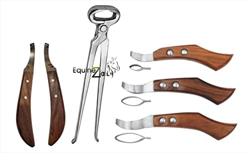 Hoof Nipper 15" Vanadium Steel Farrier Tool with Farrier Loop Knives & De Knives Hoof Knife Set – Professional Horse Hoof Trimming & Hoof Care Kit for Farriers and Equine Grooming